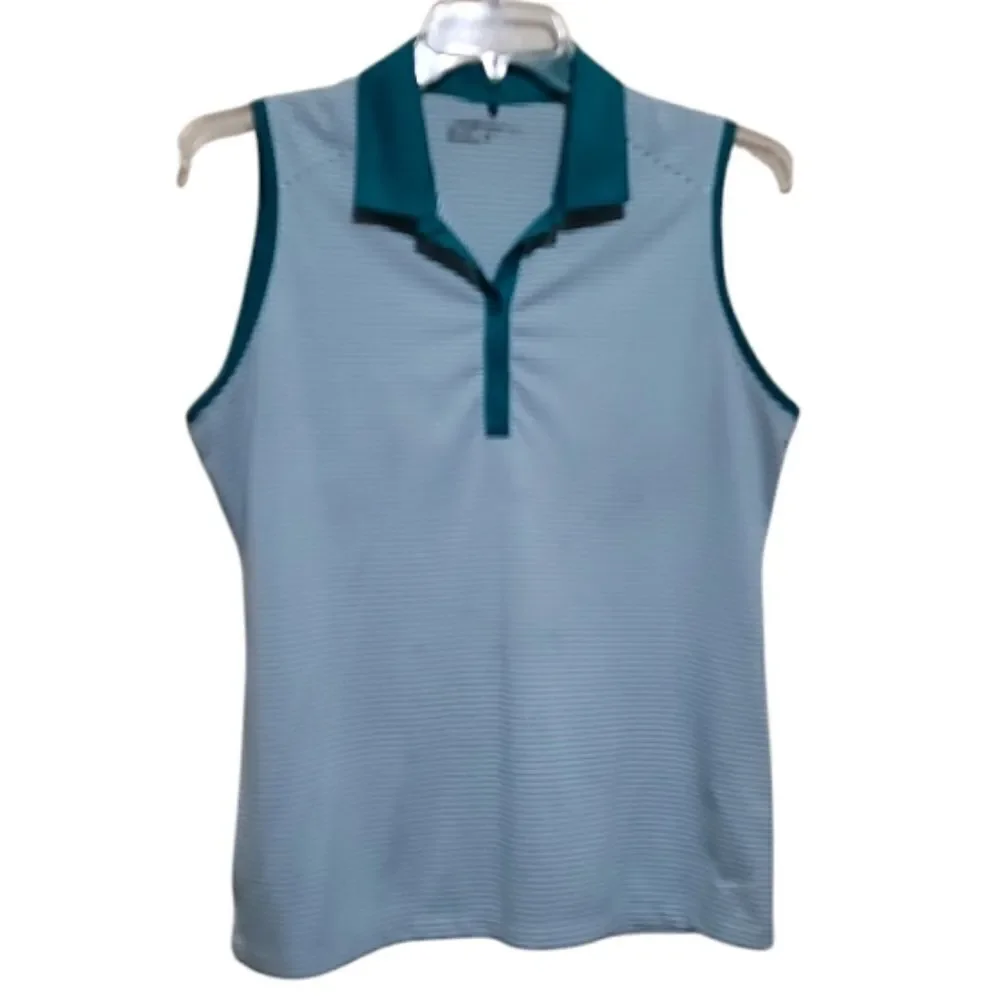 Nike Golf Women's Sleeveless Green and White Stripe Shirt Size XLarge